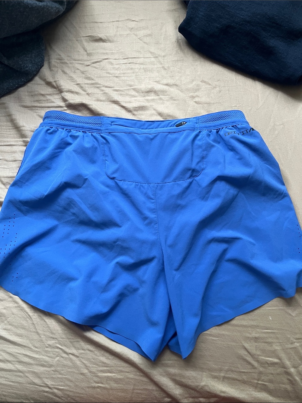 Nike Mens Electric Blue Layered Running Shorts with Black Swoosh - Picture 3 of 3